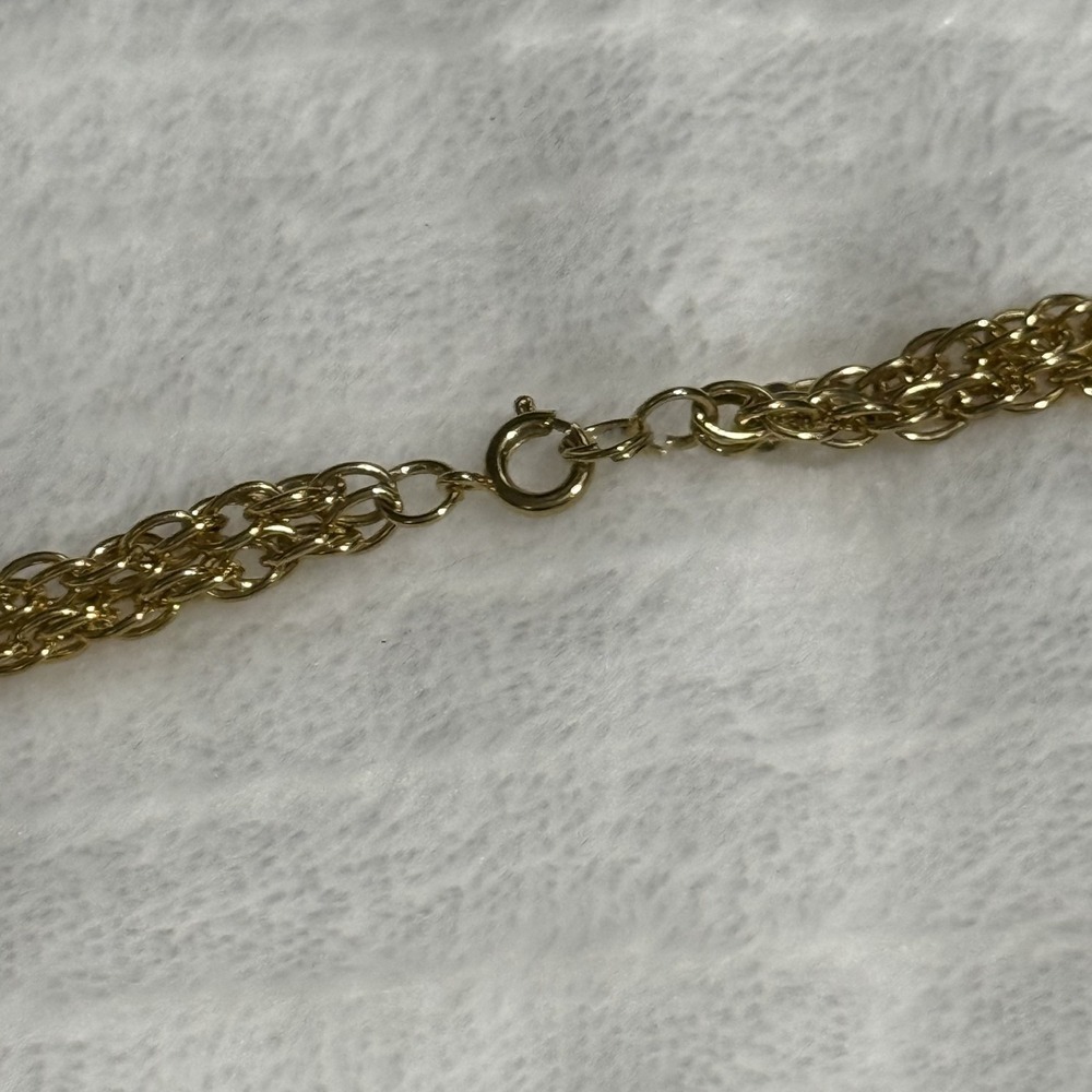 Vintage Gold Tone Tassel Pendant Necklace Multi Strand Chain Statement Necklace - Picture 4 of 5